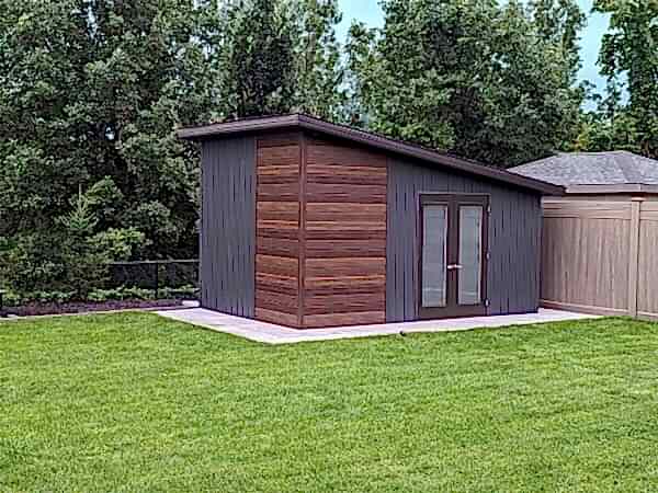 Artisan shed metal woodgrain siding board and batten vinyl siding